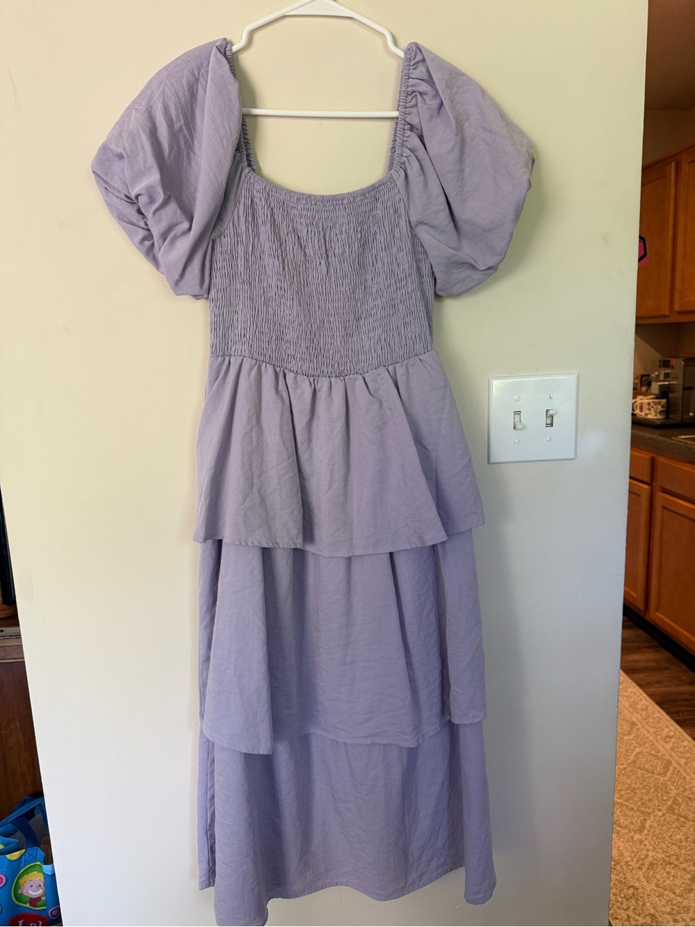 Lilac Puff-Sleeve Tiered Maxi Dress